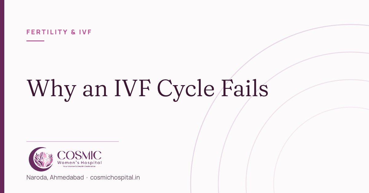 Why an IVF cycle fails, Cosmic Women’s Hospital, Naroda, Ahmedabad