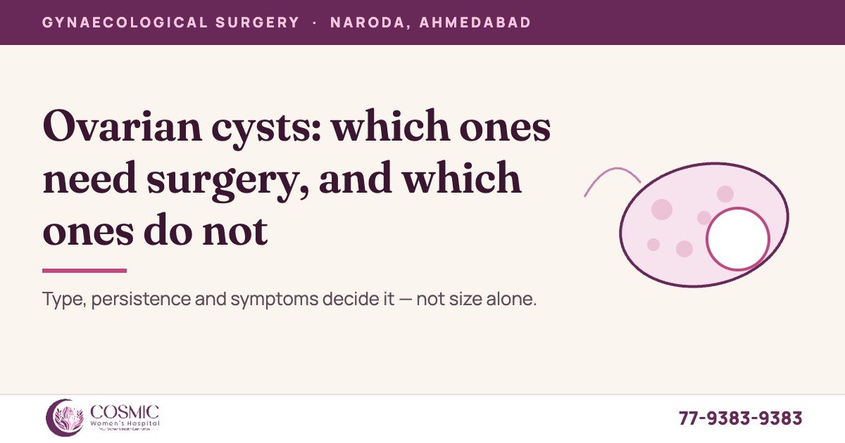 Ovarian cysts: which ones need surgery and which do not — Cosmic Women's Hospital, Naroda